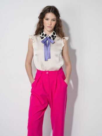 pleated pants magenta crop • Sassa Björg