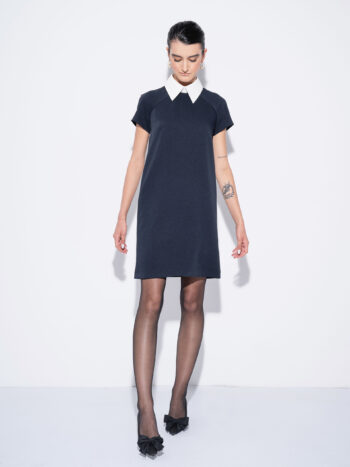 navy blue casual dress w collar &bull; Sassa Björg