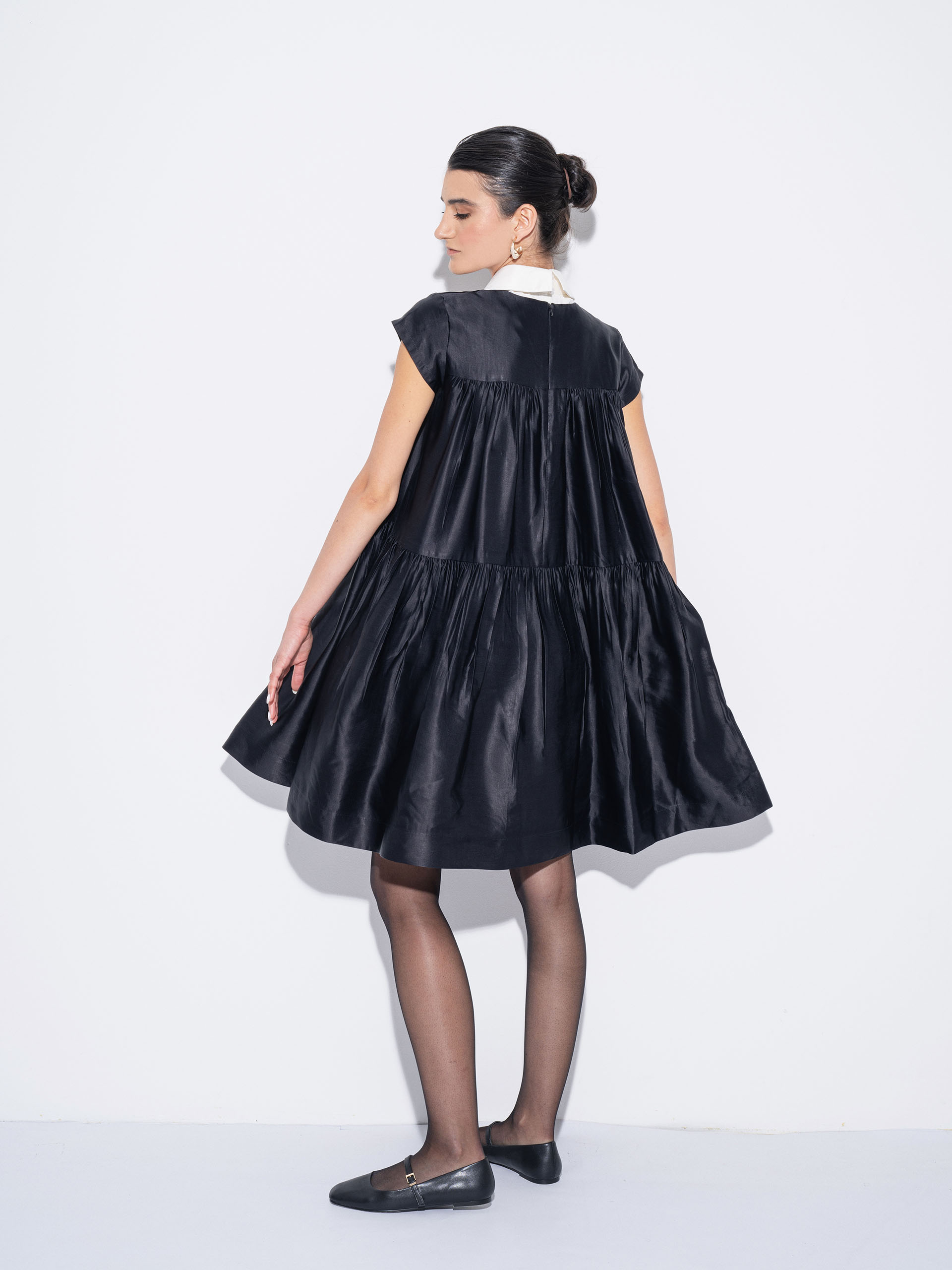 tiered dress black and blue sheen back • Sassa Björg