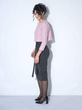 grey pencil skirt high waist side &bull; Sassa Björg