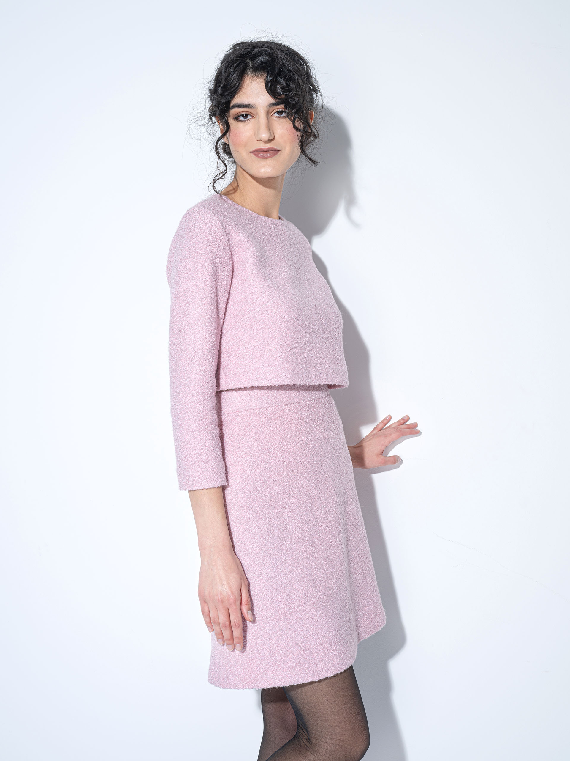 powder pink boucle skirt crop • Sassa Björg