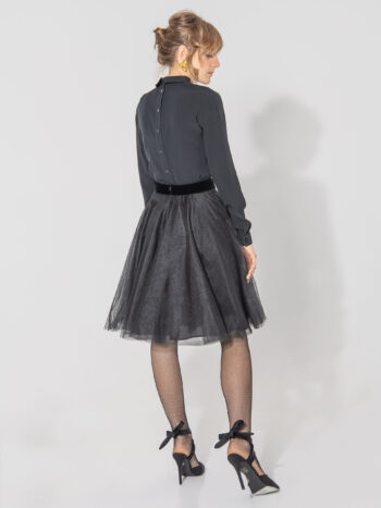 tulle skirt with a bow on the belt in black back full &bull; Sassa Björg