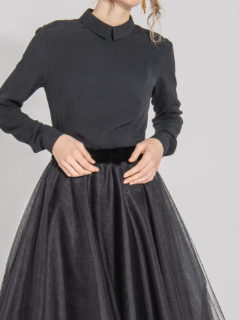 tulle skirt with a bow on the belt in black cropped &bull; Sassa Björg