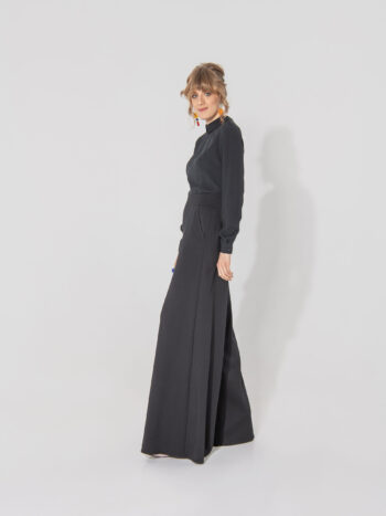 wide leg jersey pants black side • Sassa Björg