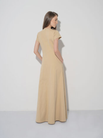 casual maxi dress cotton beige back &bull; Sassa Björg