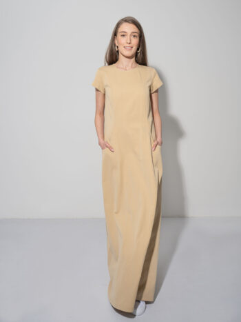 casual maxi dress cotton beige walking &bull; Sassa Björg