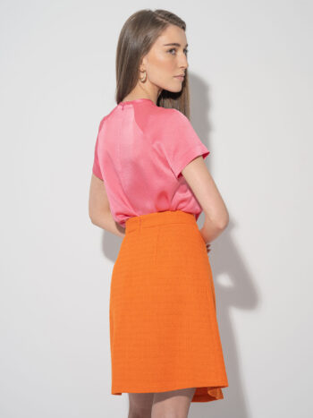 mini tweed skirt box pleat orange back &bull; Sassa Björg
