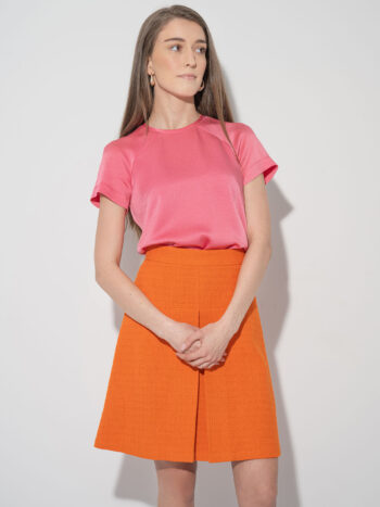 mini tweed skirt box pleat orange crop &bull; Sassa Björg