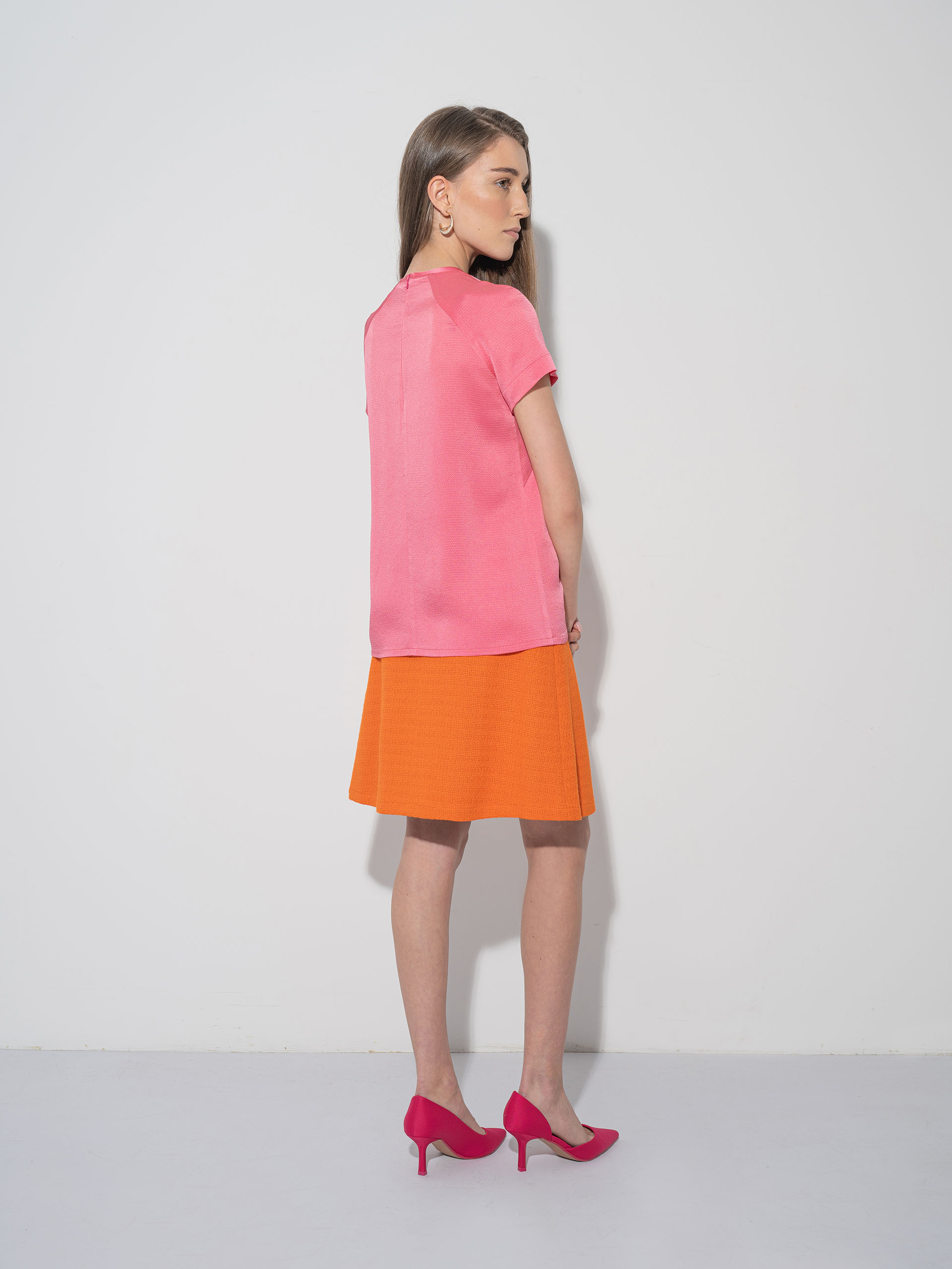 salmon pink textured blouse back • Sassa Björg