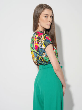 shamrock green pleated pants w belt back &bull; Sassa Björg