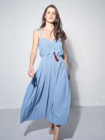 midi pleated skirt dove blue walking &bull; Sassa Björg