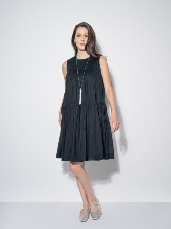 silky dream black tiered dress front &bull; Sassa Björg