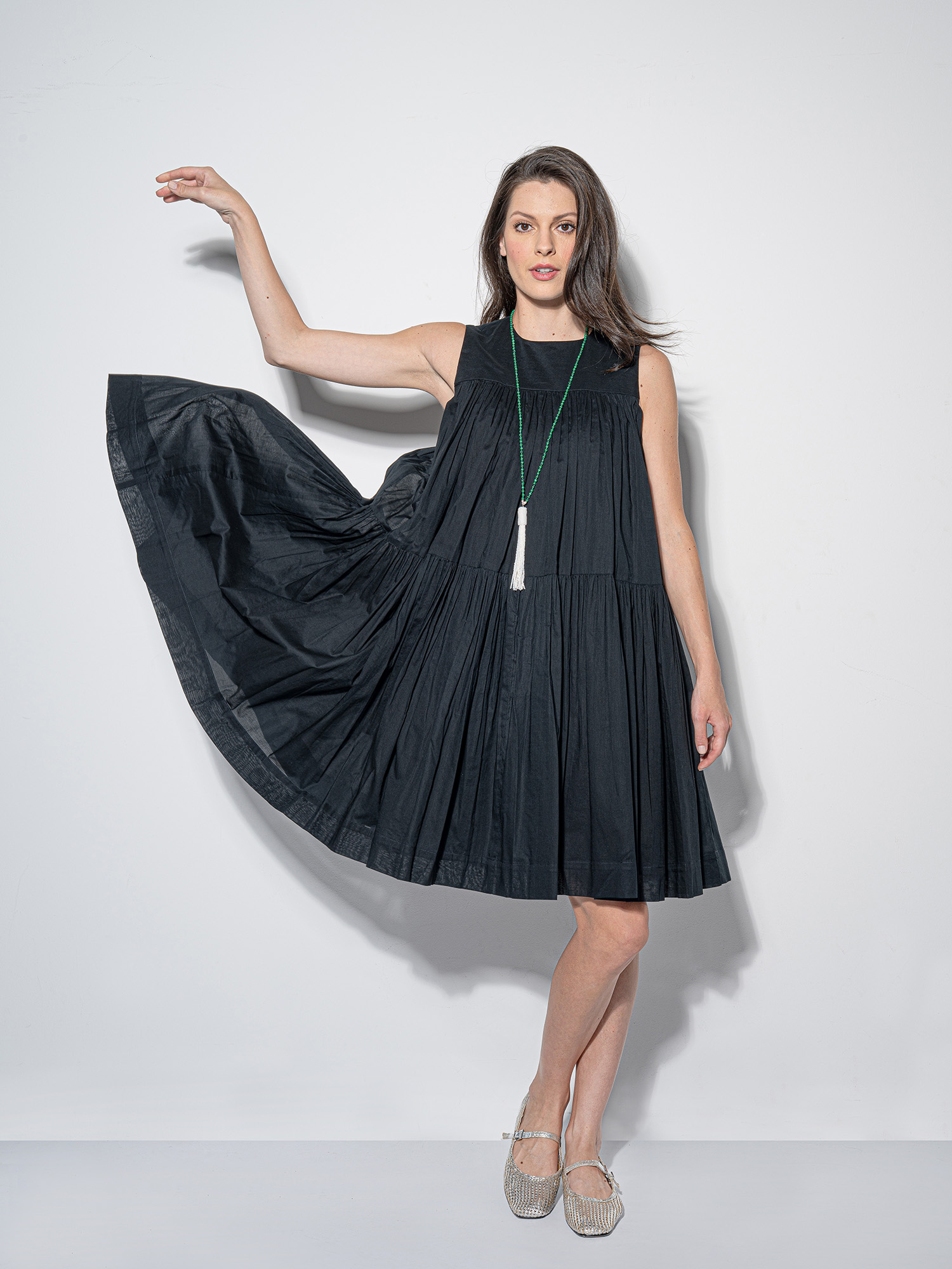 silky dream black tiered dress &bull; Sassa Björg