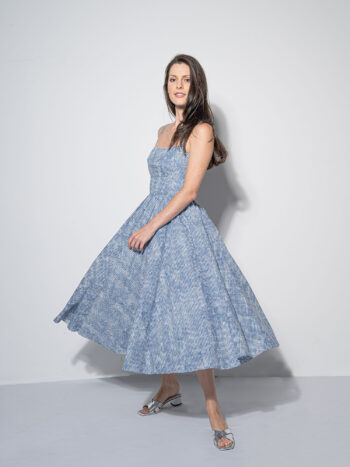 strappy blue chequered dress twirl &bull; Sassa Björg