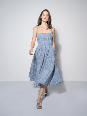 strappy blue chequered dress walking &bull; Sassa Björg