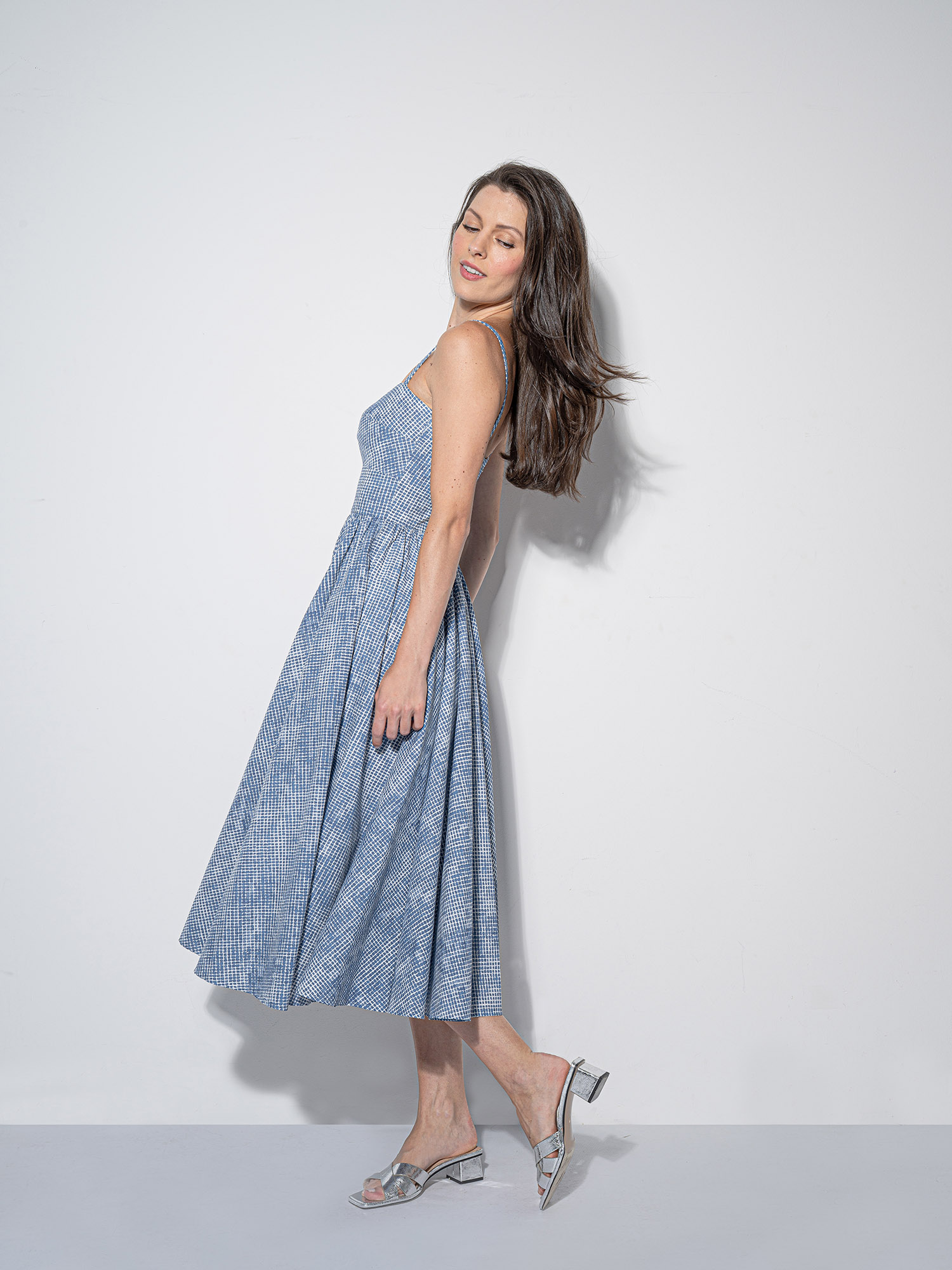 strappy blue chequered dress &bull; Sassa Björg