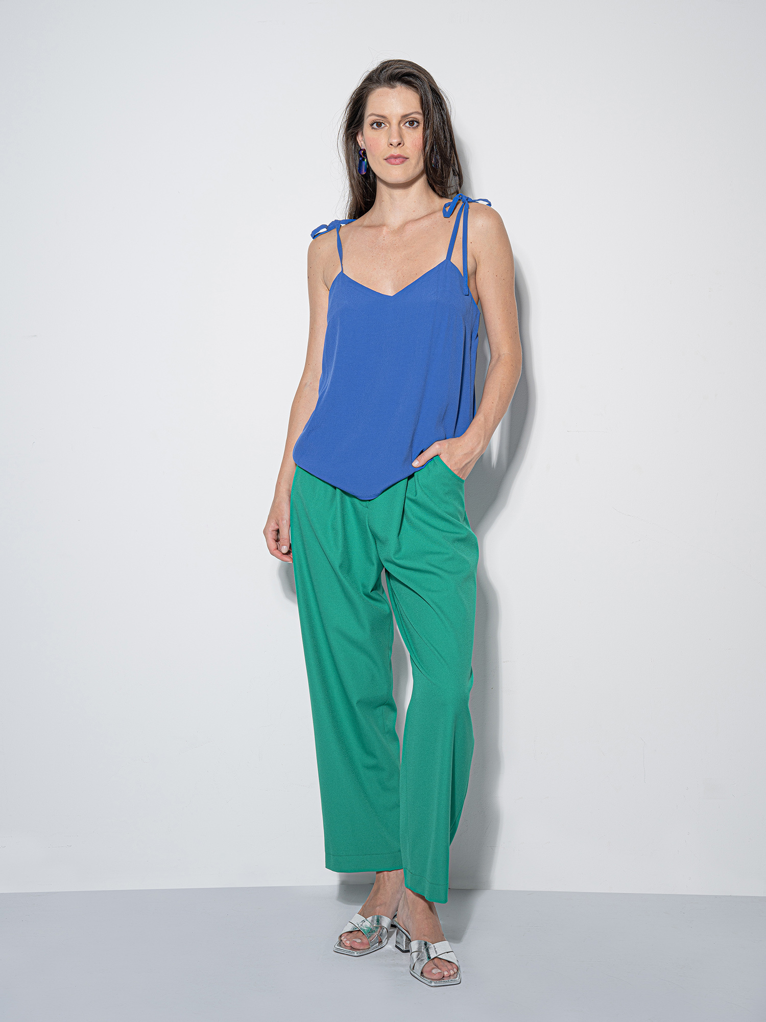 cobalt blue muse strappy top untucked • Sassa Björg