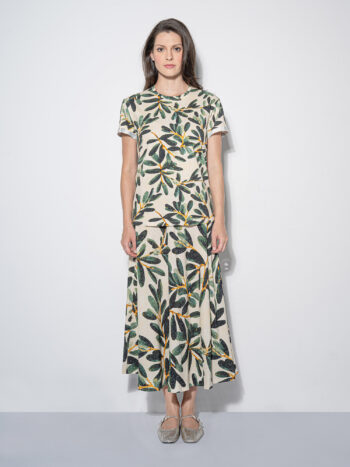 midi skirt olive branch pattern front &bull; Sassa Björg
