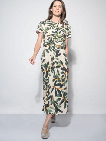 midi skirt olive branch pattern walking crop &bull; Sassa Björg