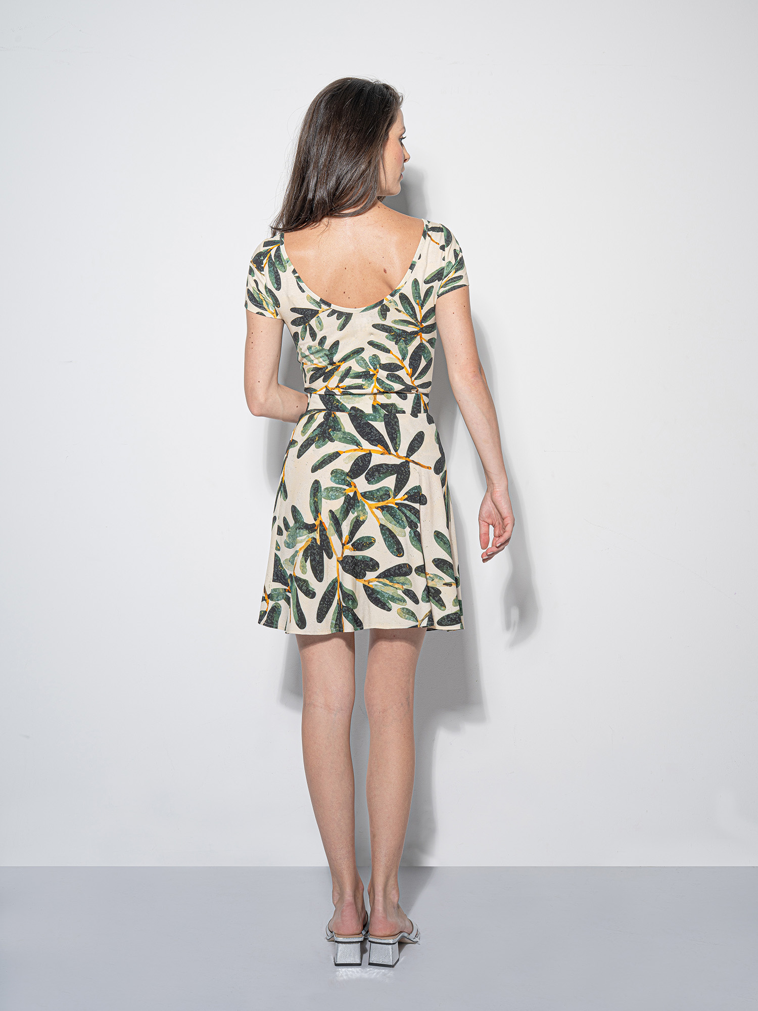 mini skirt olive branch pattern back • Sassa Björg