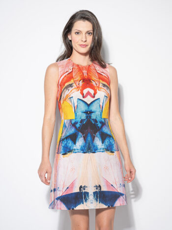 oil paint collage fitted dress crop &bull; Sassa Björg