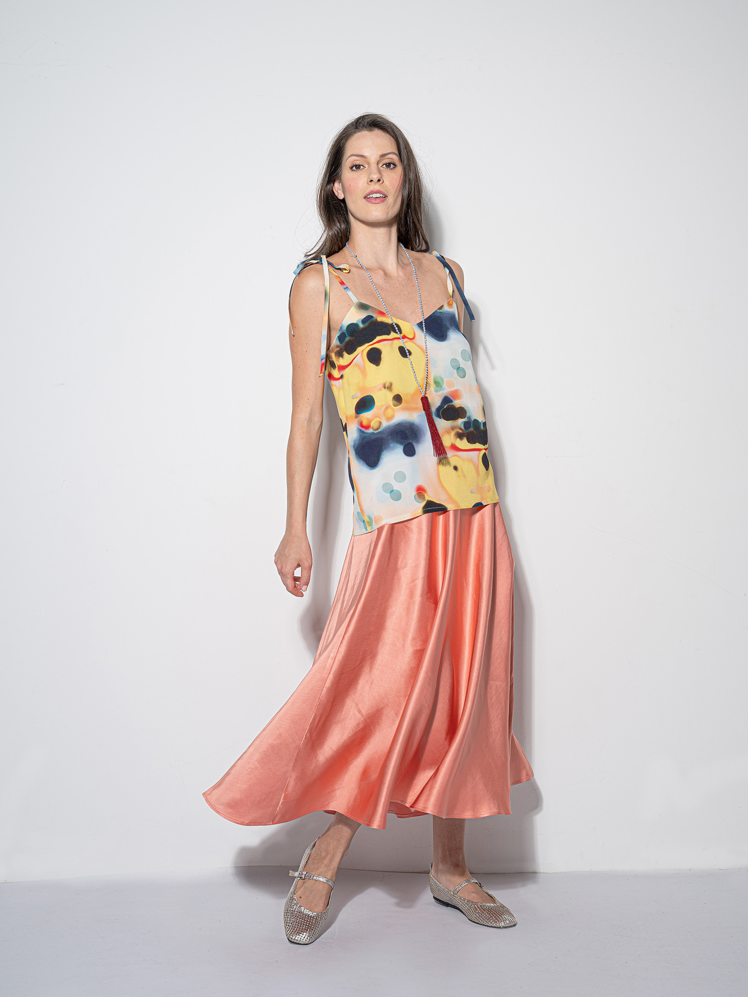 ray light muse strappy top pink satin • Sassa Björg