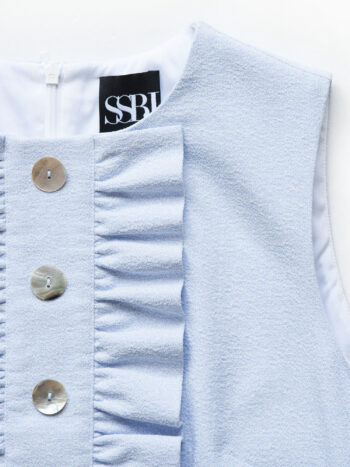 sky blue melange dress nacre buttons closeup &bull; Sassa Björg