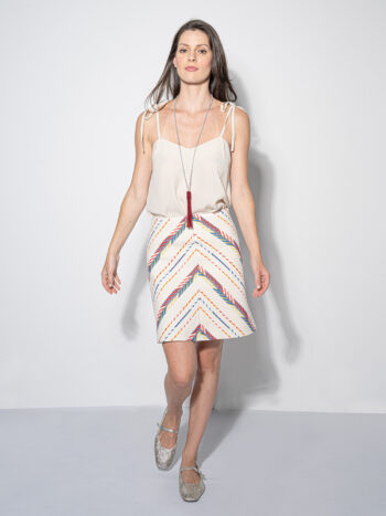 stripe matched jacquard mini skirt walking &bull; Sassa Björg