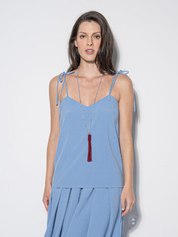 voile strappy top dove blue untucked &bull; Sassa Björg