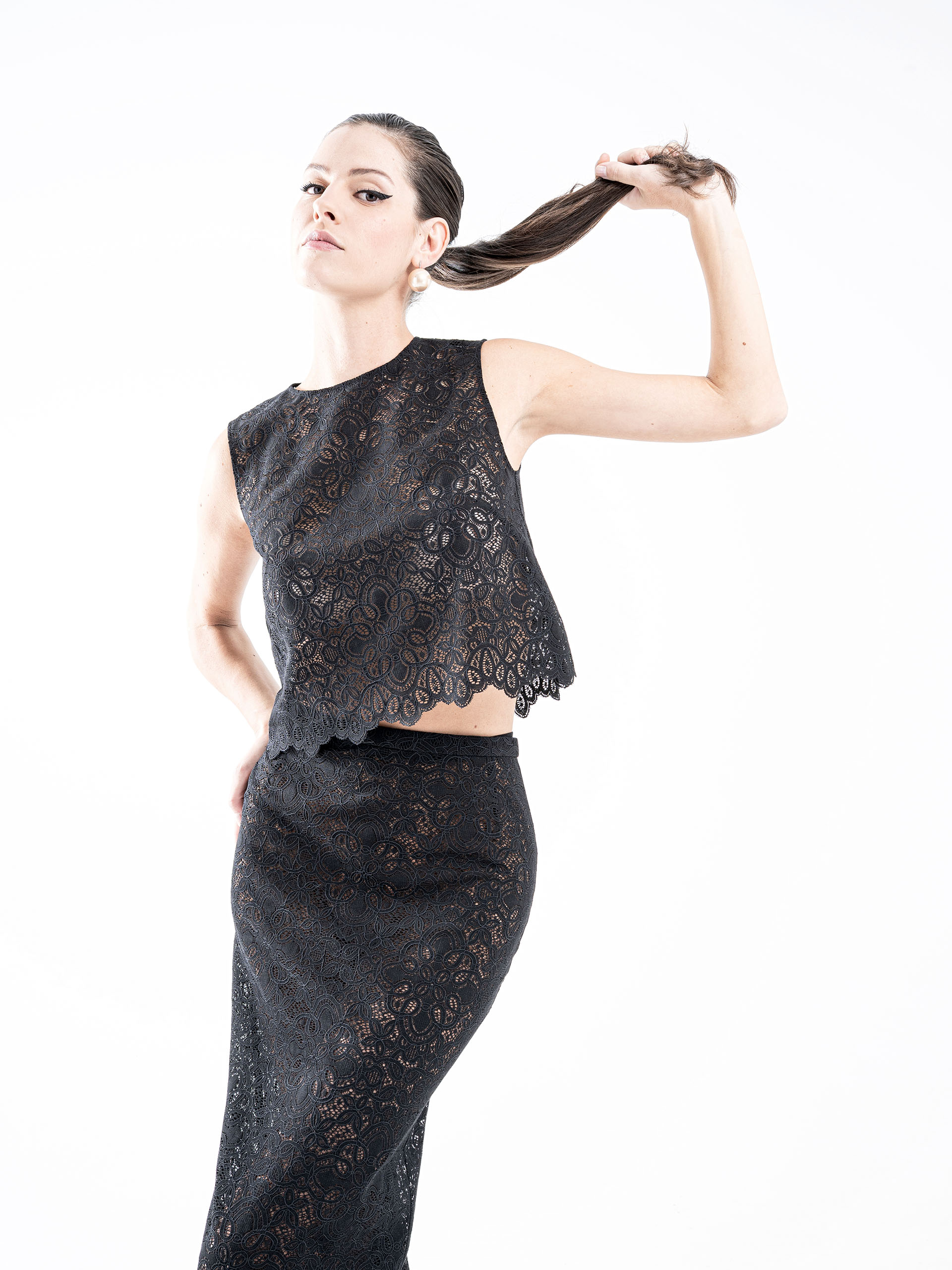 black lace crop top &bull; Sassa Björg