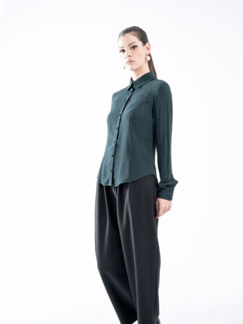 dark petrol green button up shirt full size • Sassa Björg