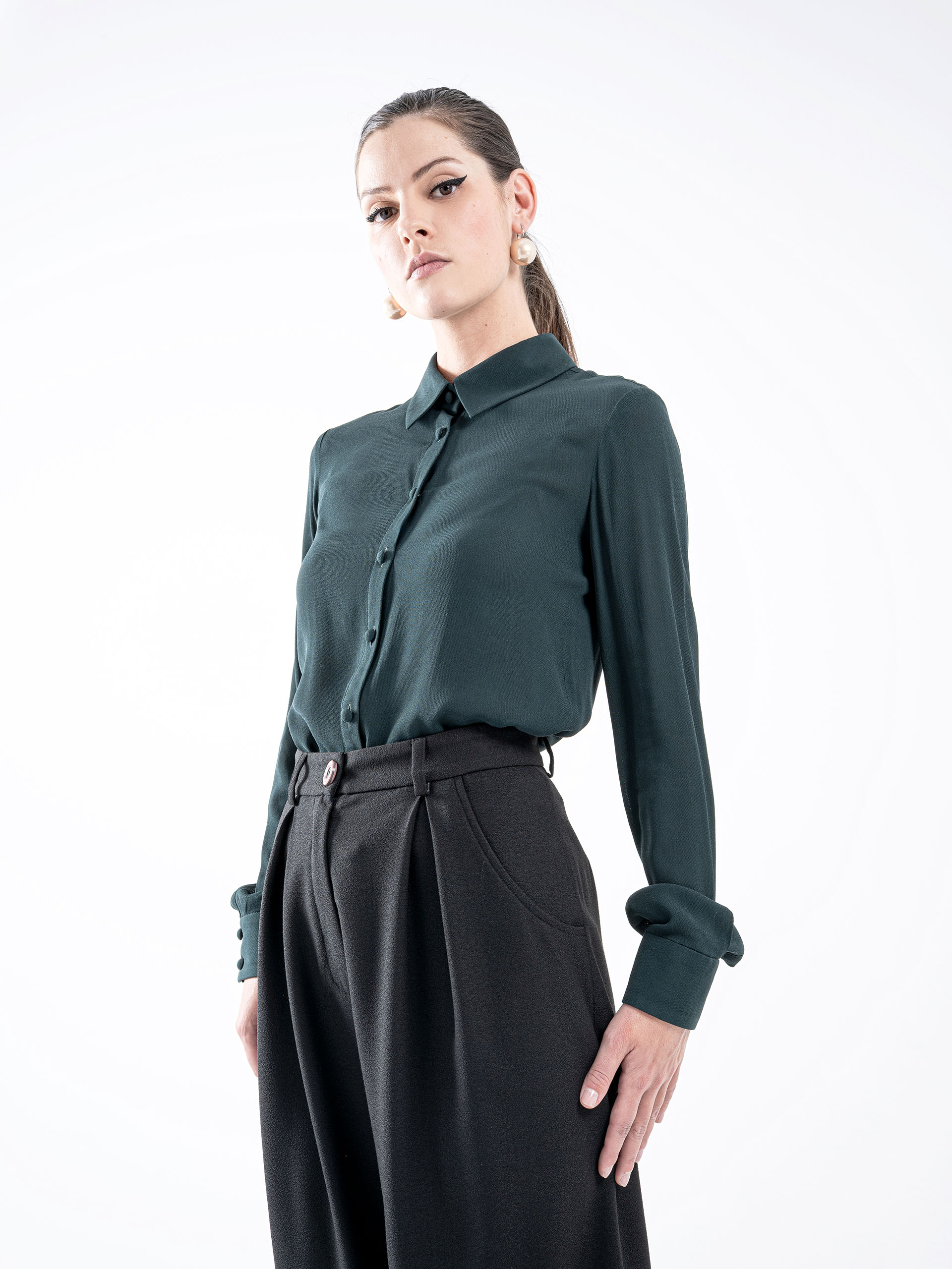 dark petrol green button up shirt • Sassa Björg