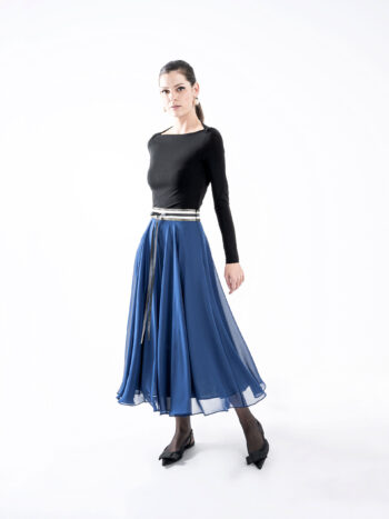 midnight nova midi belted skirt featured • Sassa Björg