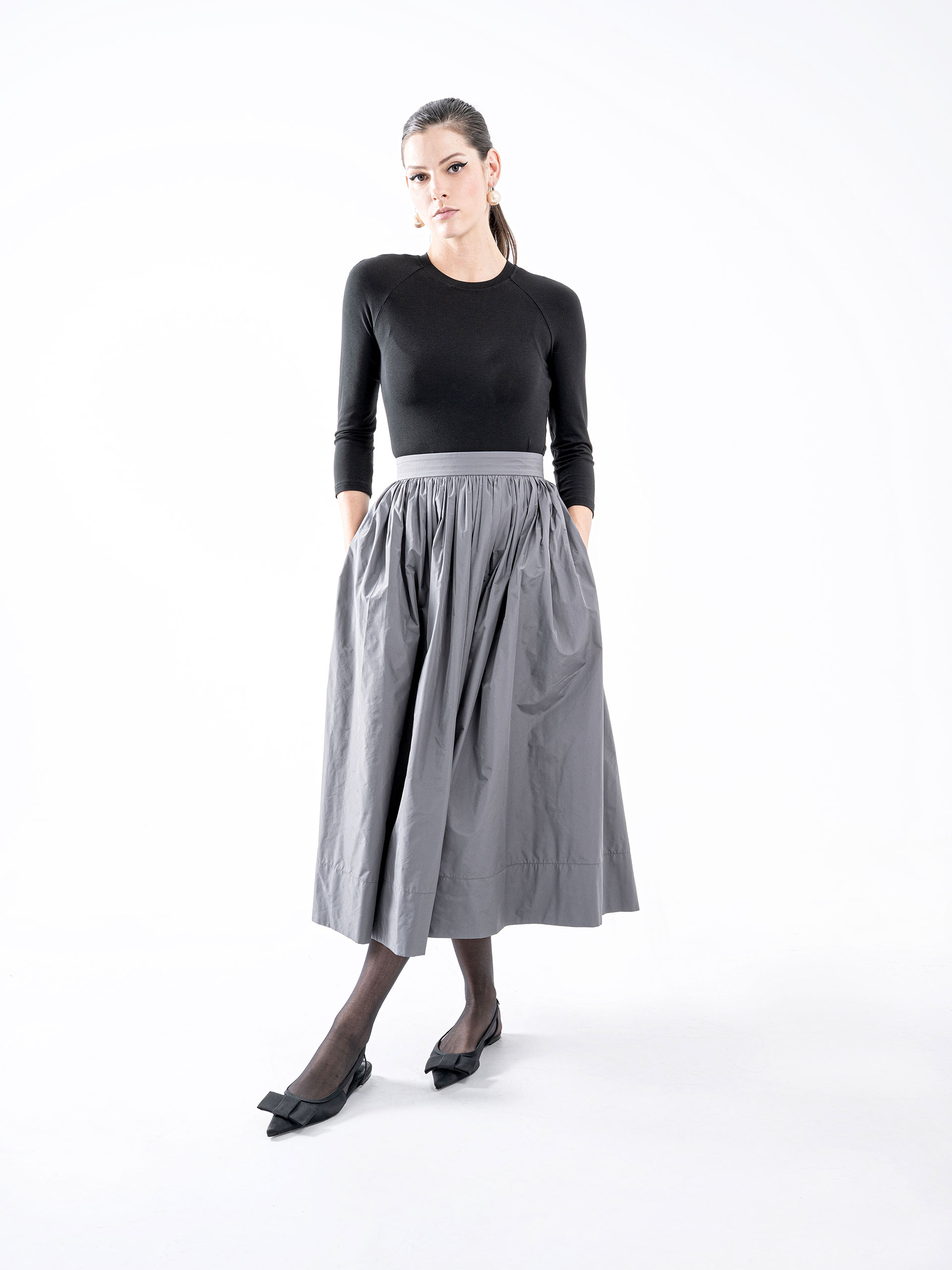 signature taffeta skirt steel grey &bull; Sassa Björg