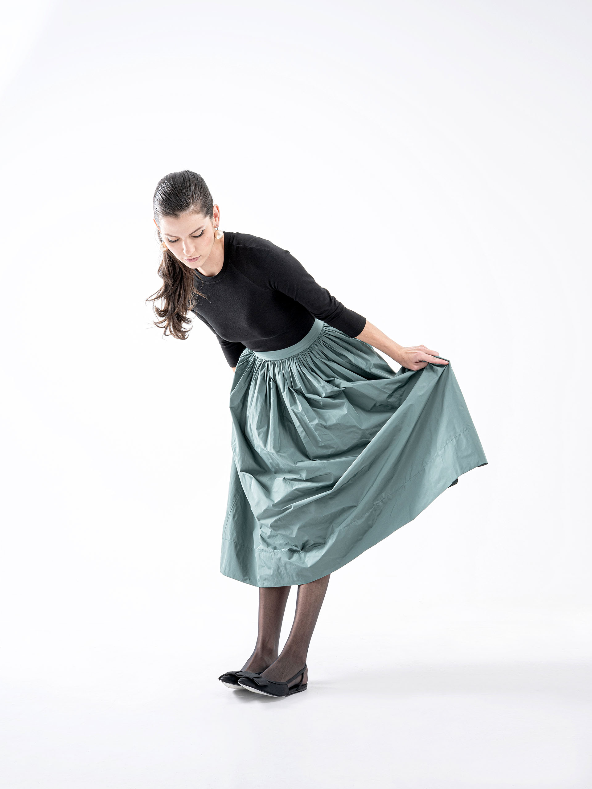 signature taffeta skirt teal &bull; Sassa Björg