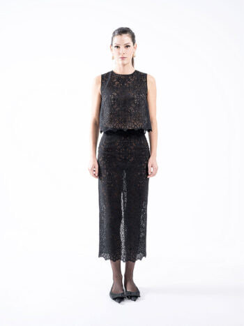 straight lace midi skirt black full &bull; Sassa Björg