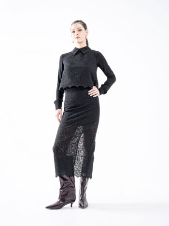 straight lace midi skirt black mhmm &bull; Sassa Björg