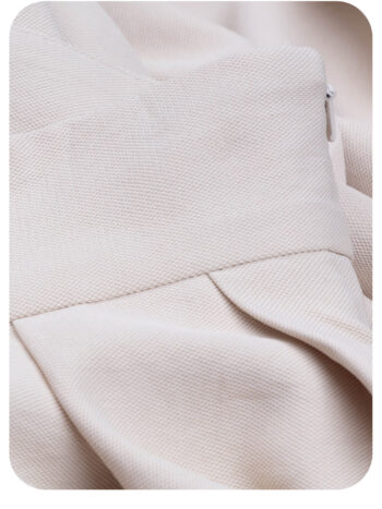 cream pleated midi skirt with soft drape fabric