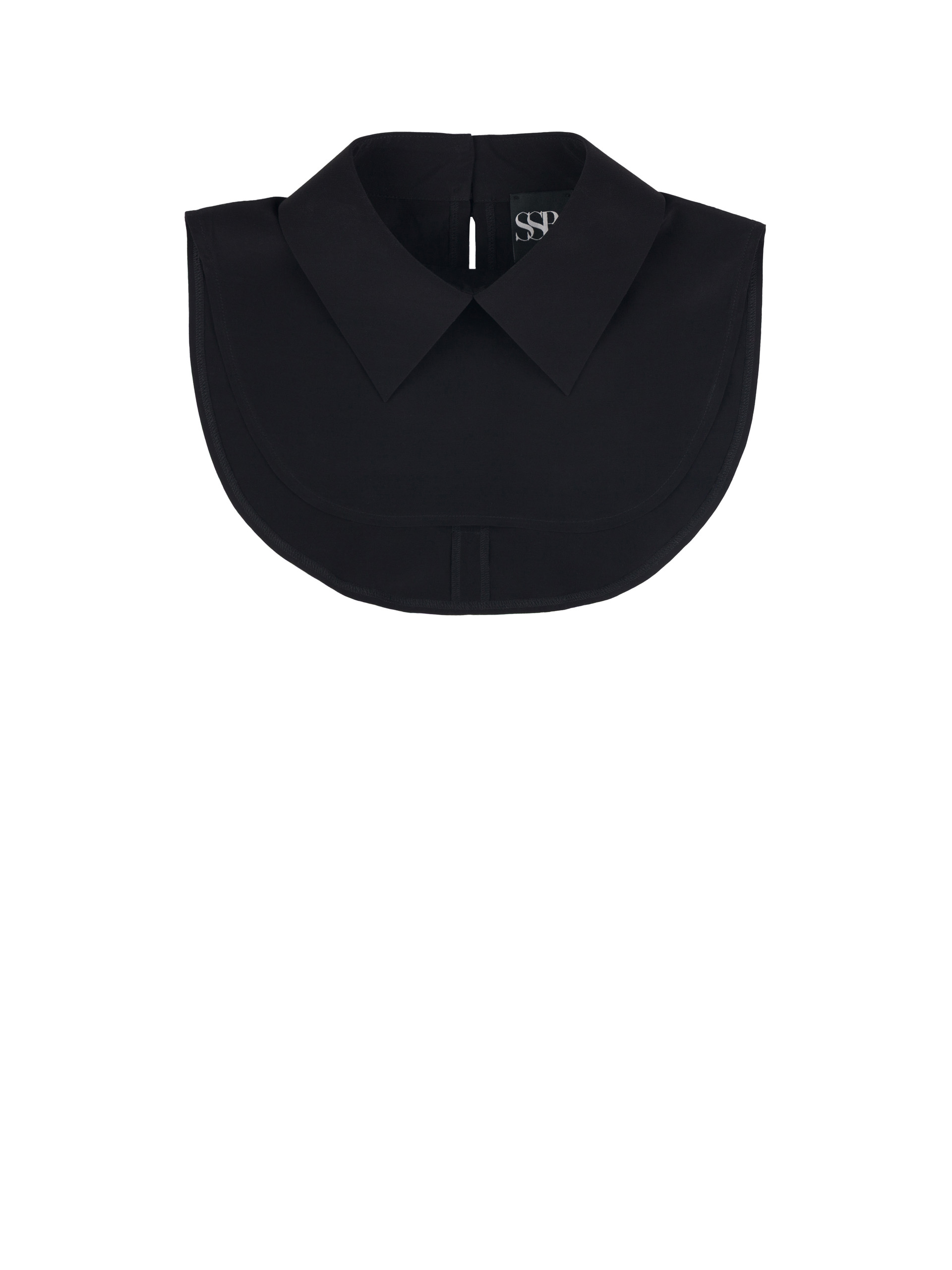 black detachable collar in smooth viscose with pointed shape