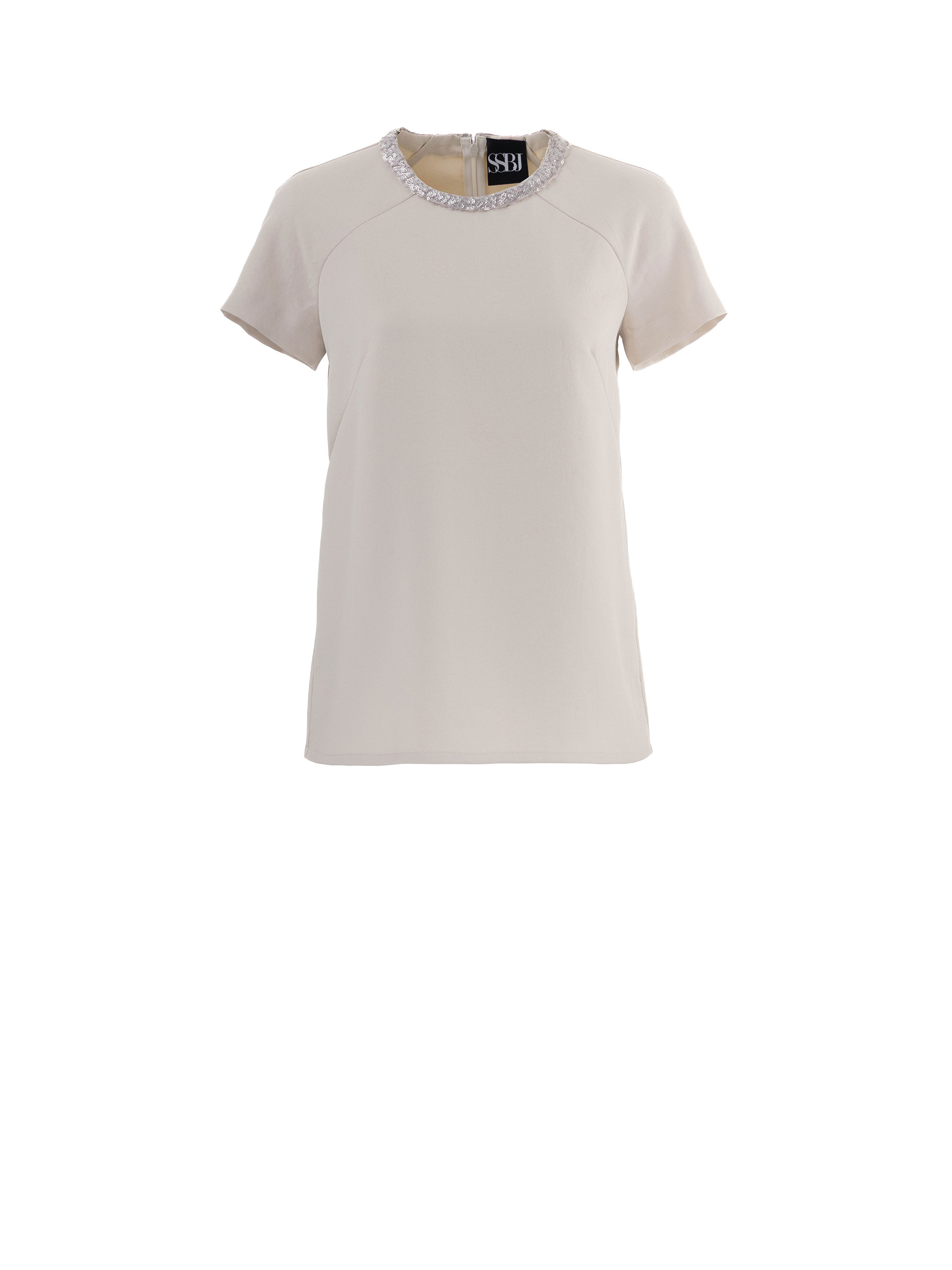 embellished neckline blouse with beaded collar detail front