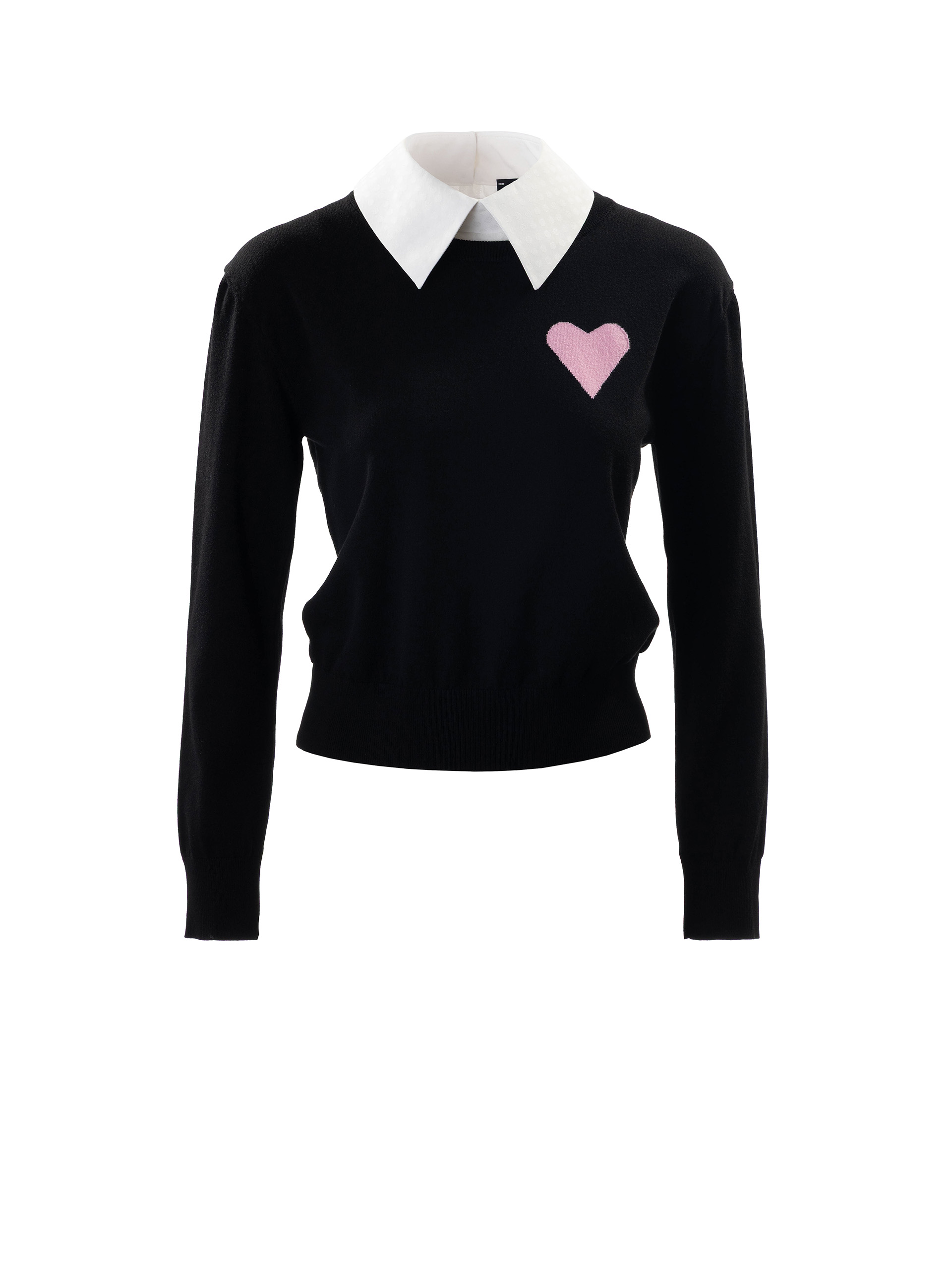 detachable collar in textured viscose with polka texture with sweater