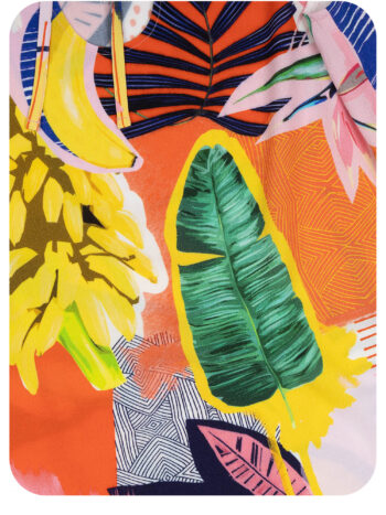multicolor abstract collage blouse in crepe viscose sleeveless fabric