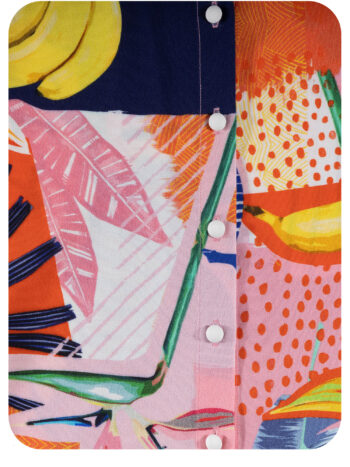 multicolor abstract collage shirt in crepe viscose fabric