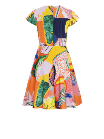 tropicana fitted dress in printed cotton with short sleeves back