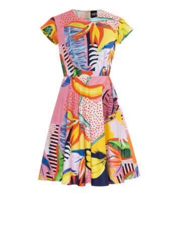 tropicana fitted dress in printed cotton with short sleeves