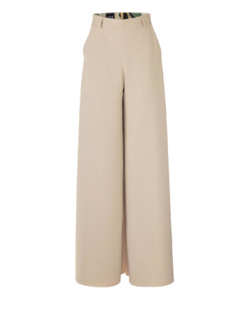 light beige wide leg culotte pants with high waist and structured fit