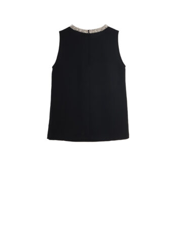 embellished neckline black sleeveless top back &bull; Sassa Björg