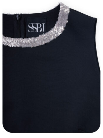 embellished neckline black sleeveless top fabric &bull; Sassa Björg
