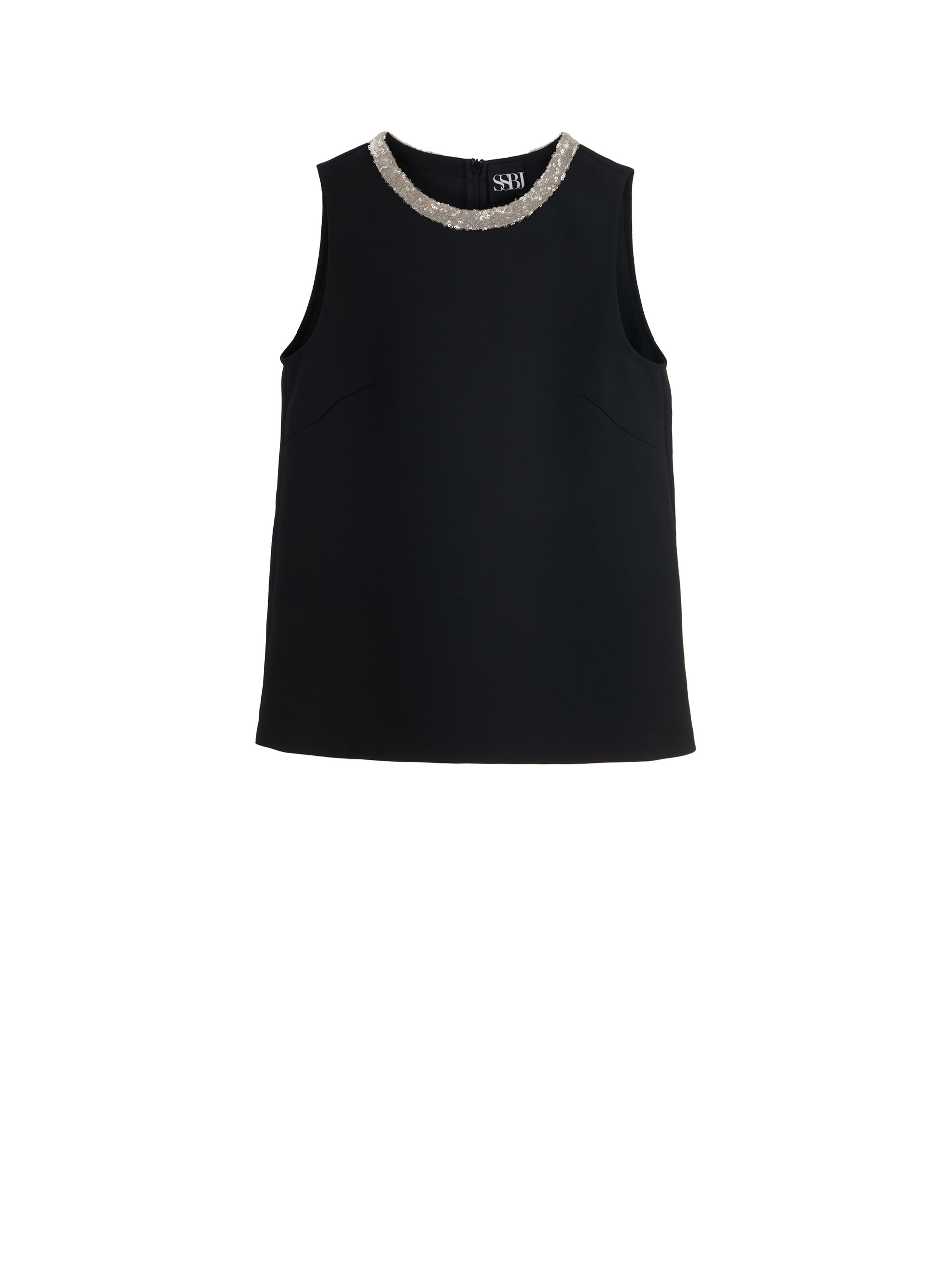 embellished neckline black sleeveless top &bull; Sassa Björg