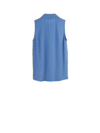 muted blue sleeveless bow blouse back &bull; Sassa Björg